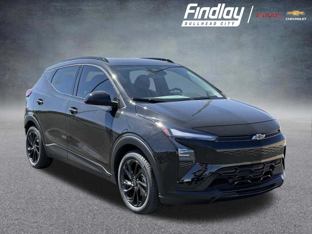 2027 Chevrolet Bolt RS in Mosaic Black Metallic — front three-quarter view